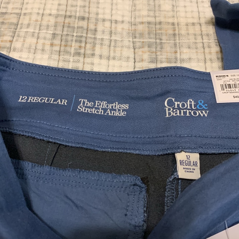 Croft & barrow size 12 regular blue effortless stretch mid-rise pants NWT - Picture 5 of 5